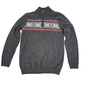 Urban Pipeline Boys Fair Isle Sweater 1/4-Zip Gray Size XL